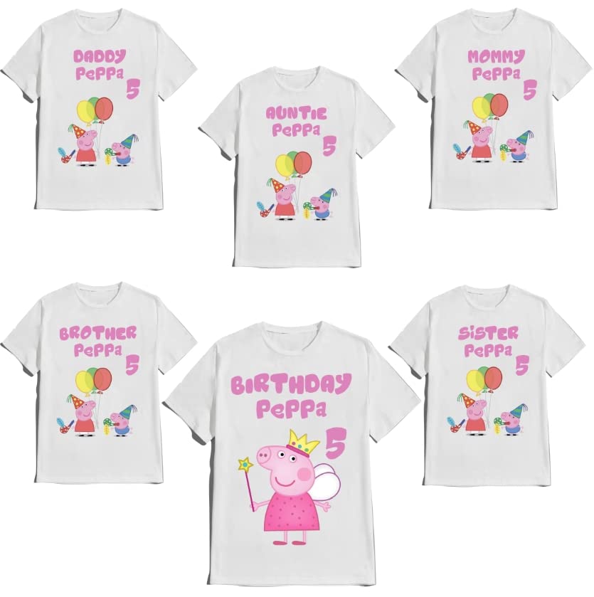 Piggy Birthday Pepa Boy pep Birthday Girl Shirt Matching Family Custom Tees Pig