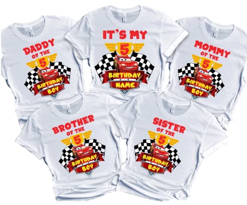 Birthday Shirt Car Boy Girl T-shirt Personalize with Name and Age Custom Tees Family Matching Shirts Kids party