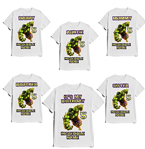 Incredible Avenger Green Birthday Boy Shirt Custom Super Hero Tees Kids Party Family Matching Super-Hero T-shirts