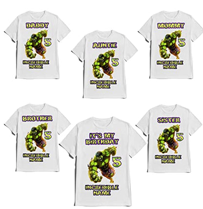 Incredible Avenger Green Birthday Boy Shirt Custom Super Hero Tees Kids Party Family Matching Super-Hero T-shirts