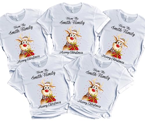 Christmas Matching Shirts For All The Family Custom Gift Holidays Christmas Eve White Tshirt All Sizes Kids And Adults Personalized Customize Name Shirt