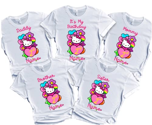 Hello Birthday Kitty Girly Shirt Family Matching T-shirts Birthday Girl Custom Tee Kids Party