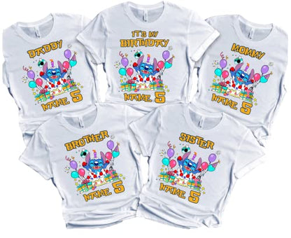 Stitch/Birthday Shirt Boy Lilo/Birthday Girl Tee Matching Family Tees Custom Shirts Kids Party T-shirts