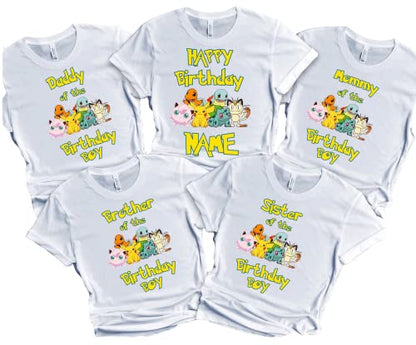 Boy T-shirt Birthday Family Custom Name Age Matching Shirts Gotta Catch Them All