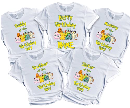 Boy T-shirt Birthday Family Custom Name Age Matching Shirts Gotta Catch Them All