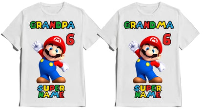 Superhero Mario Shirt Super Birthday Boy Matching Family Custom T-shirts Kids Party