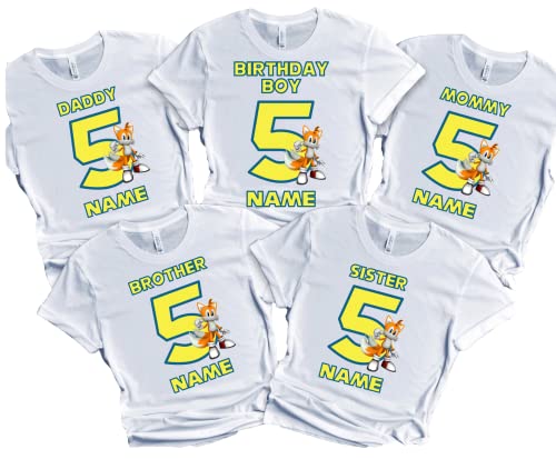 SuperHero sonic Birthday Boy Shirt Fast Blue Hedgehog T-shirt Birthday Boy/Girl Super Custom White Family Matching Tees