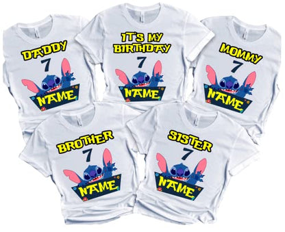 Stitch/Birthday Shirt Boy Lilo/Birthday Girl Matching Family Tees Custom Shirts Kids Party T-shirts