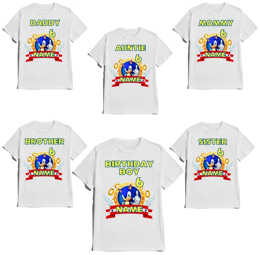 SuperHero sonic Birthday Boy Shirt Fast Blue Hedgehog T-shirt Birthday Boy/Girl Super Custom White Family Matching Tees