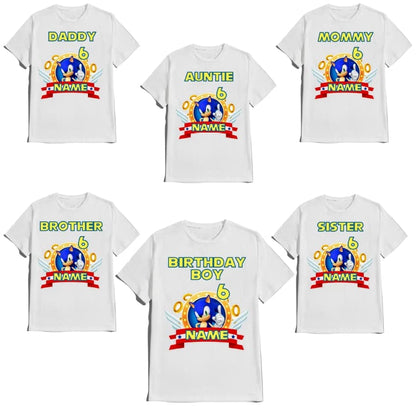 SuperHero sonic Birthday Boy Shirt Fast Blue Hedgehog T-shirt Birthday Boy/Girl Super Custom White Family Matching Tees