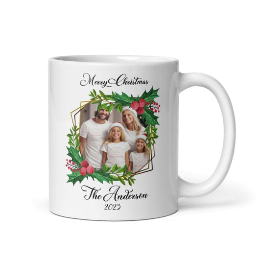 Custom Family Mug Photo Gifts Design Ceramic Mugs with Name And Photo Customized Xmas Cups Personalized Christmas Gifts for Holiday All Family Gathering Tea Cup White Coffee Mug 11oz