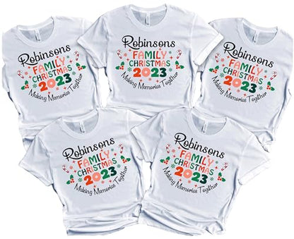 Christmas Matching Shirts For All The Family Custom Gift Holidays Christmas Eve White Tshirt All Sizes Kids And Adults Personalized Customize Name Shirt