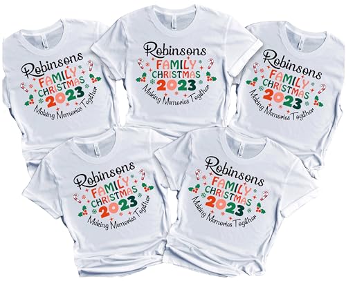 Christmas Matching Shirts For All The Family Custom Gift Holidays Christmas Eve White Tshirt All Sizes Kids And Adults Personalized Customize Name Shirt