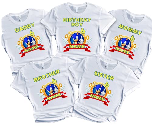SuperHero sonic Birthday Boy Shirt Fast Blue Hedgehog T-shirt Birthday Boy/Girl Super Custom White Family Matching Tees