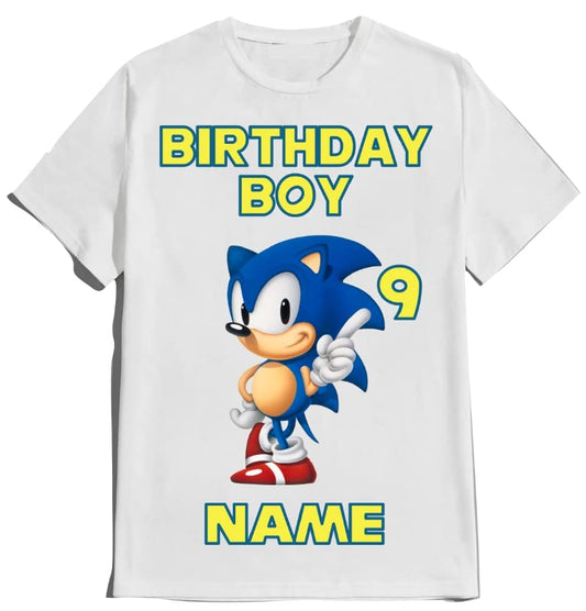 SuperHero sonic Fast Hedgehog Blue Birthday Shirt Boy/Girl Super Custom Family Matching Tees