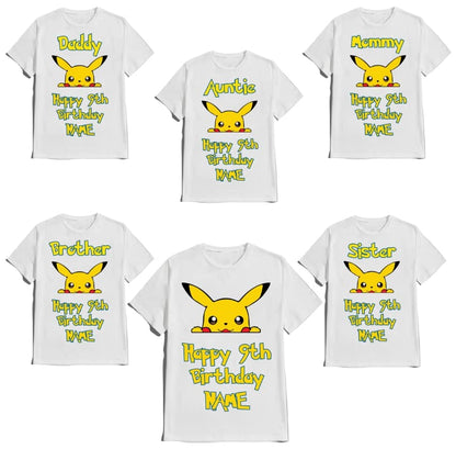 Birthday T-shirt Party Boy Matching Shirts Family Tees Custom Gotta chatch them all Name Age Birthdayboy