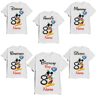 Birthday Kids Mouse Boy Girl Tees Matching Family Customize Shirts