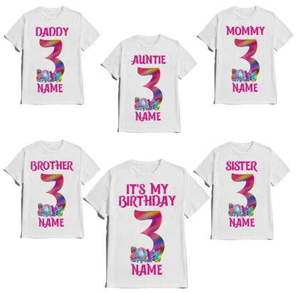 Birthday Shirt Colorful Gnomes Theme Boy Girl T-shirt Customize with Name and Age Tees Family Matching Shirts Kids party