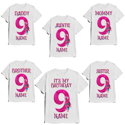 Birthday Shirt Colorful Gnomes Theme Boy Girl T-shirt Personalize with Name and Age Custom Tees Family Matching Shirts Kids party