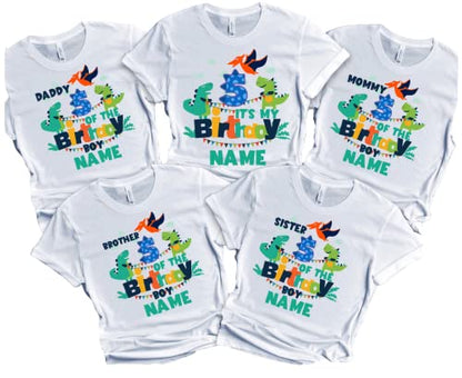 Dinosaur Birthday Shirt Dino Family Matching T-shirts Dinosaurs Custom Tshirt Name Age Kids Party Tees