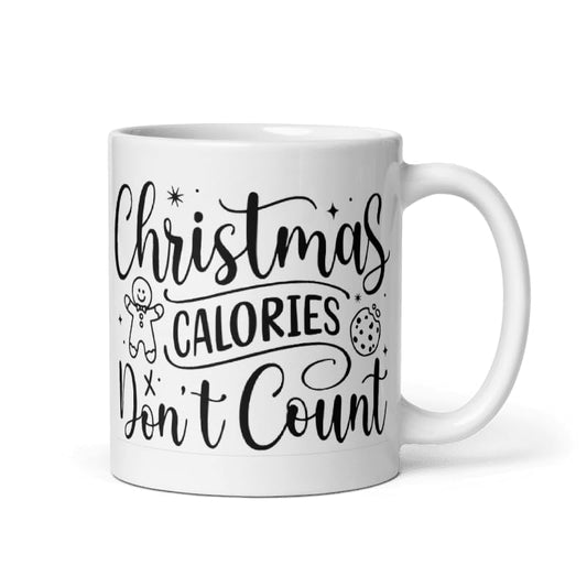 Christmas Calories Don't Count Custom Coffee Cup Gifts Personalized Christmas Ceramic Mugs with Name And Photo Customized Xmas Cups Gifts for Holiday All Family Gathering Cup White Coffee Mug 11oz