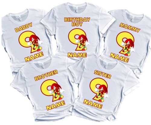 SuperHero sonic Birthday Boy Shirt Fast Blue Red Hedgehog T-shirt Birthday Boy/Girl Super Custom Family Matching Tees