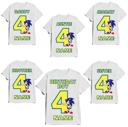 SuperHero sonic Shirt Fast Blue Hedgehog Birthday Boy/Girl Super Custom Family Matching Tees