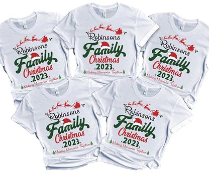 Christmas Matching Shirts For All The Family Custom Gift Holidays Christmas Eve White Tshirt All Sizes Kids And Adults Personalized Customize Name Shirt