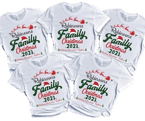 Christmas Matching Shirts For All The Family Custom Gift Holidays Christmas Eve White Tshirt All Sizes Kids And Adults Personalized Customize Name Shirt