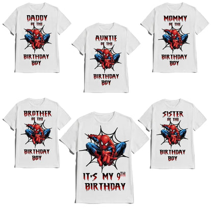 Spider Birthday Boy Spidy Spiderbaby Family Matching Tees Superhero T-shirt