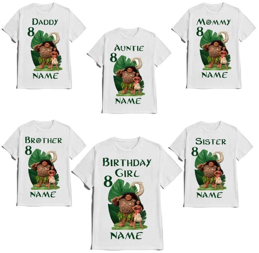 Moana Birthday T-Shirt Girl Family Matching Custom Tees
