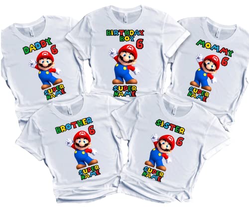 Superhero Mario Shirt Super Birthday Boy Matching Family Custom T-shirts Kids Party