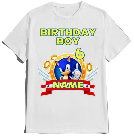 SuperHero sonic Birthday Boy Shirt Fast Blue Hedgehog T-shirt Birthday Boy/Girl Super Custom White Family Matching Tees