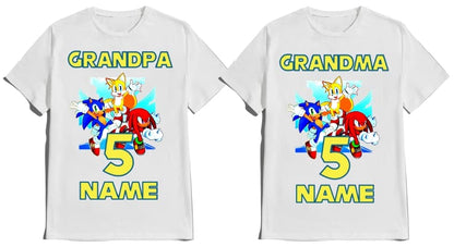 SuperHero sonic Fast Blue Hedgehog Birthday Shirt Boy/Girl Super Custom Family Matching Tees