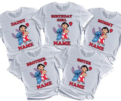 Stitch/Birthday Shirt Boy Lilo/Birthday Girl Matching Family Tees Custom Shirts Party