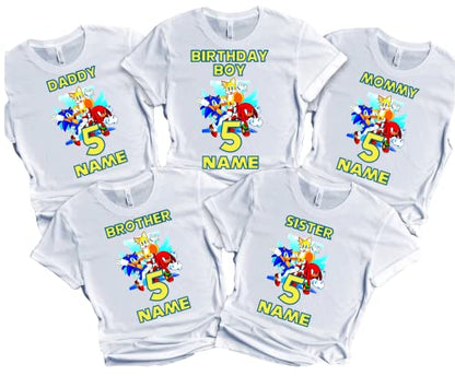 SuperHero sonic Fast Blue Hedgehog Birthday Shirt Boy/Girl Super Custom Family Matching Tees