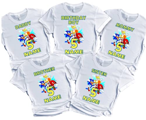 SuperHero sonic Fast Blue Hedgehog Birthday Shirt Boy/Girl Super Custom Family Matching Tees