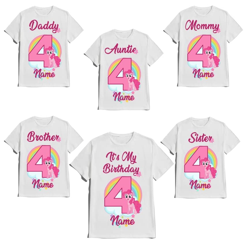 Birthday Pinky Girl Shirt Customize Pie Tees Family Matching Pony T-Shirts