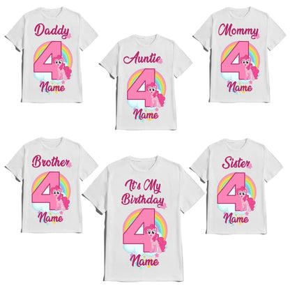 Birthday Pinky Girl Shirt Customize Pie Tees Family Matching Pony T-Shirts