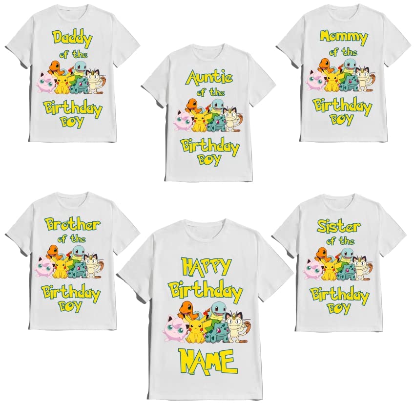 Boy T-shirt Birthday Family Custom Name Age Matching Shirts Gotta Catch Them All