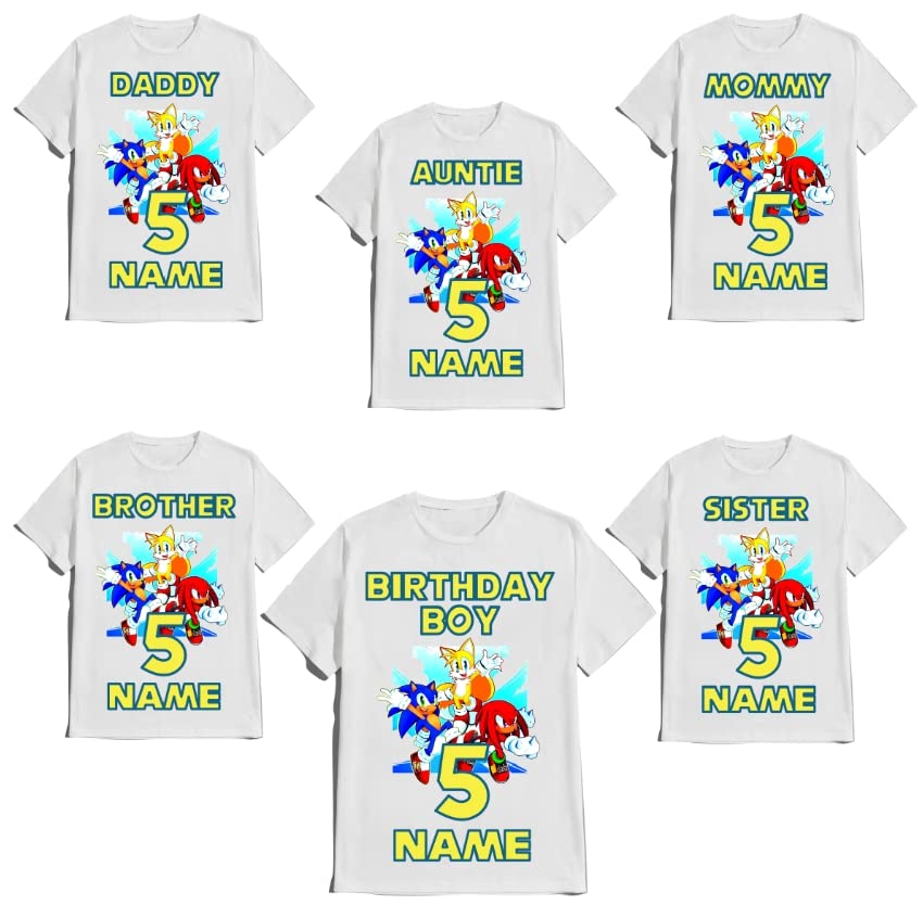 SuperHero sonic Fast Blue Hedgehog Birthday Shirt Boy/Girl Super Custom Family Matching Tees