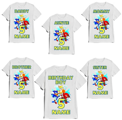 SuperHero sonic Fast Blue Hedgehog Birthday Shirt Boy/Girl Super Custom Family Matching Tees