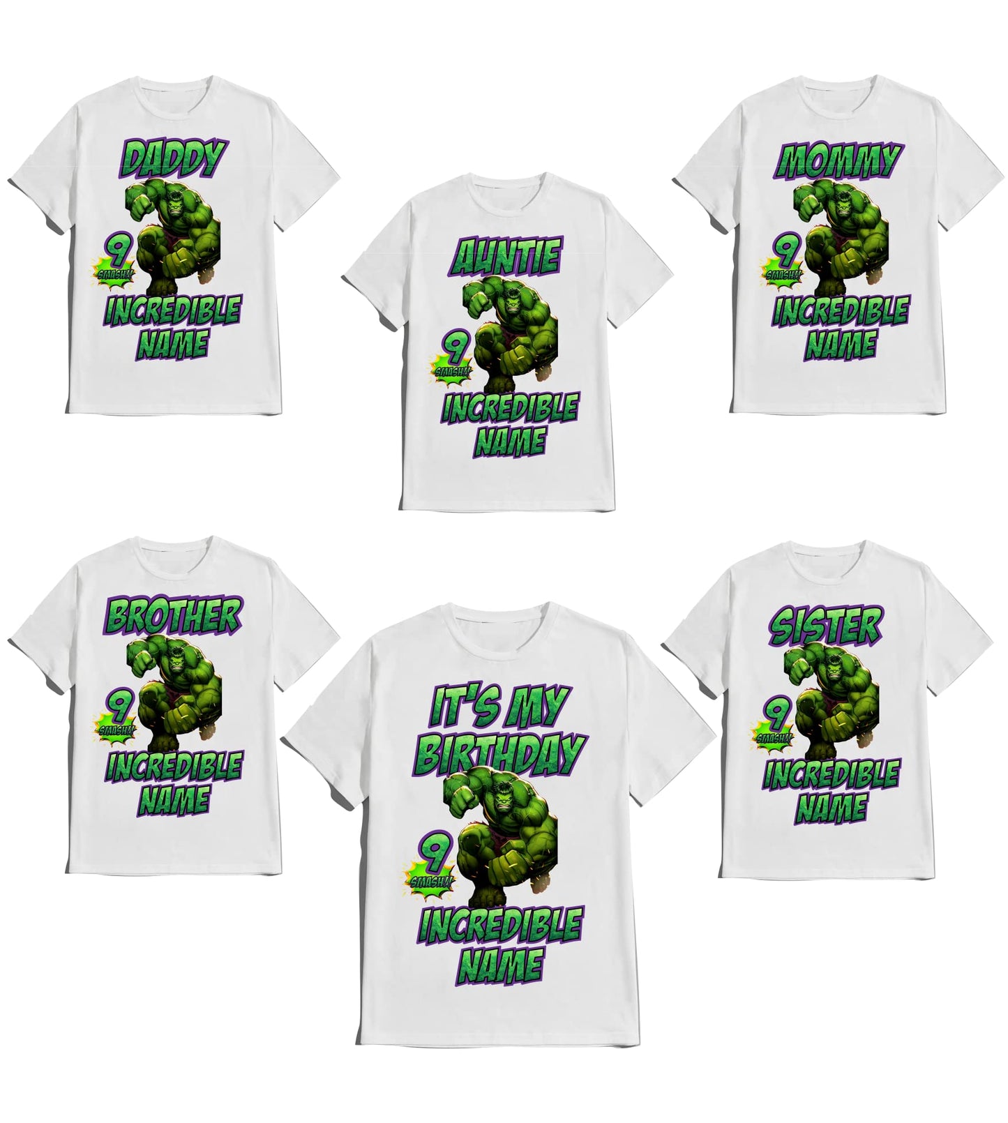 The Incredible Avenger Birthday Shirt Green Family Matching Super-Hero T-shirts Birthday Boy Shirt Custom Super Hero Tees Kids Party