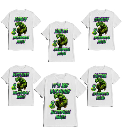 The Incredible Avenger Birthday Shirt Green Family Matching Super-Hero T-shirts Birthday Boy Shirt Custom Super Hero Tees Kids Party