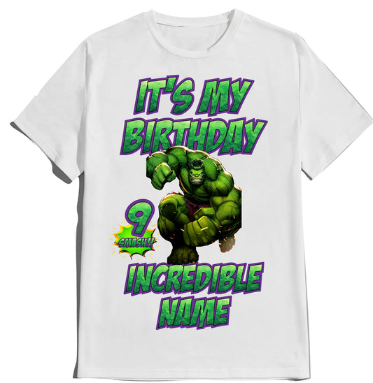 The Incredible Avenger Birthday Shirt Green Family Matching Super-Hero T-shirts Birthday Boy Shirt Custom Super Hero Tees Kids Party