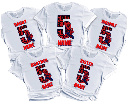 Birthday Shirt Spider Boy Family Matching Tees Superhero Shirts Super-hero