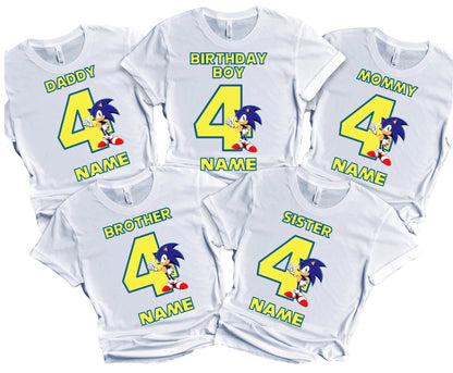 SuperHero sonic Shirt Fast Blue Hedgehog Birthday Boy/Girl Super Custom Family Matching Tees