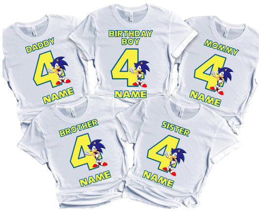 SuperHero sonic Shirt Fast Blue Hedgehog Birthday Boy/Girl Super Custom Family Matching Tees