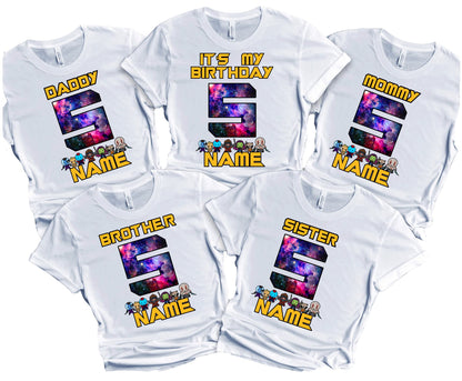 Guardians Birthday Shirt Galaxy Family Matching Super-Hero T-shirts Birthday Boy Shirt Custom Super Hero Tees Kids Party