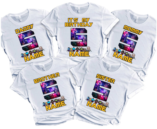 Guardians Birthday Shirt Galaxy Family Matching Super-Hero T-shirts Birthday Boy Shirt Custom Super Hero Tees Kids Party